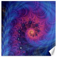 Fractal Fractals Spiral Vortex Blue Dark Art Canvas 16  X 16  by Ravend