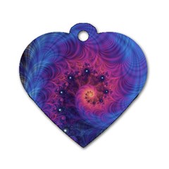 Fractal Fractals Spiral Vortex Blue Dark Art Dog Tag Heart (one Side) by Ravend