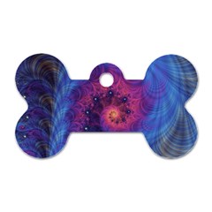 Fractal Fractals Spiral Vortex Blue Dark Art Dog Tag Bone (two Sides) by Ravend