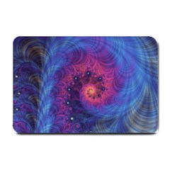 Fractal Fractals Spiral Vortex Blue Dark Art Small Doormat by Ravend