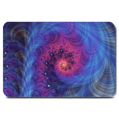 Fractal Fractals Spiral Vortex Blue Dark Art Large Doormat by Ravend