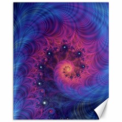 Fractal Fractals Spiral Vortex Blue Dark Art Canvas 11  X 14  by Ravend