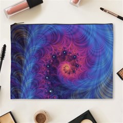 Fractal Fractals Spiral Vortex Blue Dark Art Cosmetic Bag (xl) by Ravend