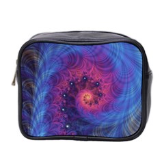 Fractal Fractals Spiral Vortex Blue Dark Art Mini Toiletries Bag (two Sides) by Ravend