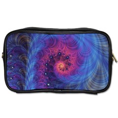 Fractal Fractals Spiral Vortex Blue Dark Art Toiletries Bag (two Sides) by Ravend