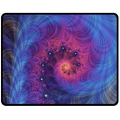 Fractal Fractals Spiral Vortex Blue Dark Art One Side Fleece Blanket (medium) by Ravend