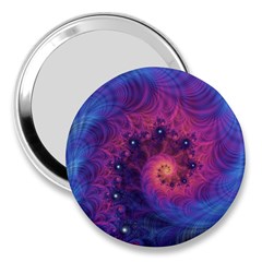 Fractal Fractals Spiral Vortex Blue Dark Art 3  Handbag Mirrors by Ravend