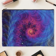 Fractal Fractals Spiral Vortex Blue Dark Art Cosmetic Bag (xxxl) by Ravend