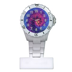 Fractal Fractals Spiral Vortex Blue Dark Art Plastic Nurses Watch by Ravend