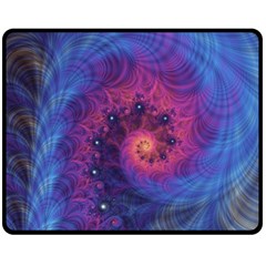 Fractal Fractals Spiral Vortex Blue Dark Art Fleece Blanket (medium) by Ravend