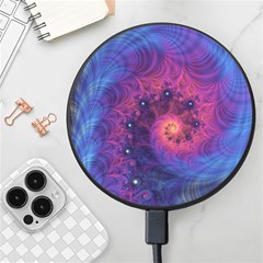 Fractal Fractals Spiral Vortex Blue Dark Art Wireless Fast Charger(black)