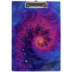 Fractal Fractals Spiral Vortex Blue Dark Art A4 Acrylic Clipboard by Ravend