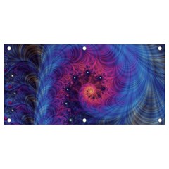 Fractal Fractals Spiral Vortex Blue Dark Art Banner And Sign 4  X 2  by Ravend