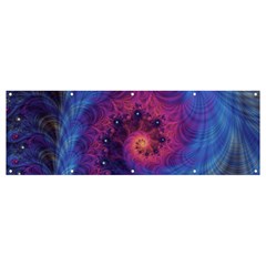 Fractal Fractals Spiral Vortex Blue Dark Art Banner And Sign 12  X 4 