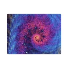 Fractal Fractals Spiral Vortex Blue Dark Art One Side Premium Plush Fleece Blanket (mini) by Ravend