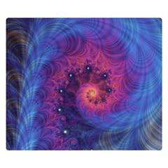 Fractal Fractals Spiral Vortex Blue Dark Art One Side Premium Plush Fleece Blanket (small) by Ravend