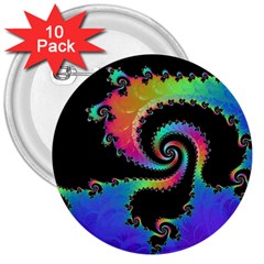 Fractal Spiral Vortex Swirl Whirlpool Math 3  Buttons (10 Pack)  by Ravend