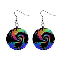 Fractal Spiral Vortex Swirl Whirlpool Math Mini Button Earrings by Ravend