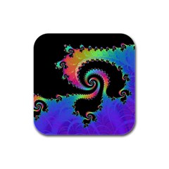 Fractal Spiral Vortex Swirl Whirlpool Math Rubber Square Coaster (4 Pack) by Ravend