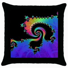 Fractal Spiral Vortex Swirl Whirlpool Math Throw Pillow Case (black) by Ravend