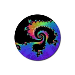 Fractal Spiral Vortex Swirl Whirlpool Math Rubber Coaster (round) by Ravend