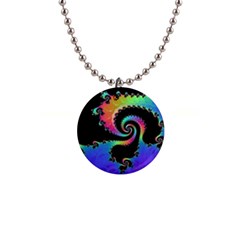 Fractal Spiral Vortex Swirl Whirlpool Math 1  Button Necklace by Ravend