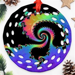 Fractal Spiral Vortex Swirl Whirlpool Math Ornament (round Filigree) by Ravend