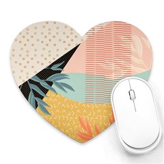 Leaves Pattern Design Colorful Decorative Texture Heart Mousepad by Ravend