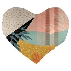 Leaves Pattern Design Colorful Decorative Texture Large 19  Premium Heart Shape Cushions by Ravend