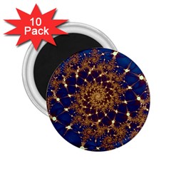 Fractal Spiral Art Pattern Blue Design 2 25  Magnets (10 Pack)  by Ravend