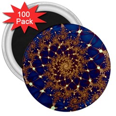 Fractal Spiral Art Pattern Blue Design 3  Magnets (100 Pack) by Ravend