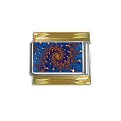 Fractal Spiral Art Pattern Blue Design Gold Trim Italian Charm (9mm) by Ravend