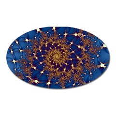 Fractal Spiral Art Pattern Blue Design Oval Magnet by Ravend