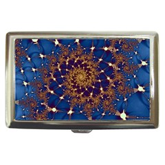 Fractal Spiral Art Pattern Blue Design Cigarette Money Case by Ravend