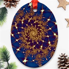 Fractal Spiral Art Pattern Blue Design Oval Ornament (two Sides) by Ravend