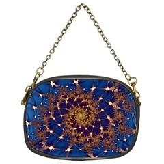 Fractal Spiral Art Pattern Blue Design Chain Purse (two Sides) by Ravend