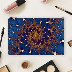 Fractal Spiral Art Pattern Blue Design Cosmetic Bag (large) by Ravend