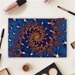 Fractal Spiral Art Pattern Blue Design Cosmetic Bag (Large) Back