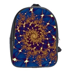 Fractal Spiral Art Pattern Blue Design School Bag (large) by Ravend