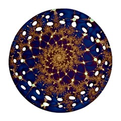 Fractal Spiral Art Pattern Blue Design Ornament (round Filigree) by Ravend