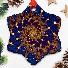 Fractal Spiral Art Pattern Blue Design Snowflake Ornament (two Sides) by Ravend