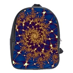 Fractal Spiral Art Pattern Blue Design School Bag (xl) by Ravend