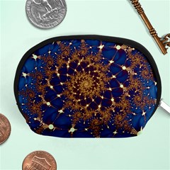 Fractal Spiral Art Pattern Blue Design Accessory Pouch (medium) by Ravend