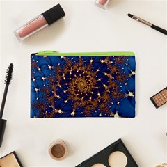 Fractal Spiral Art Pattern Blue Design Cosmetic Bag (xs) by Ravend