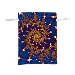 Fractal Spiral Art Pattern Blue Design Lightweight Drawstring Pouch (l) by Ravend