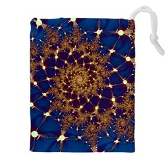 Fractal Spiral Art Pattern Blue Design Drawstring Pouch (4xl) by Ravend