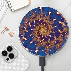 Fractal Spiral Art Pattern Blue Design Wireless Fast Charger(white) by Ravend