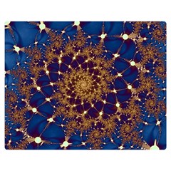 Fractal Spiral Art Pattern Blue Design One Side Premium Plush Fleece Blanket (medium) by Ravend