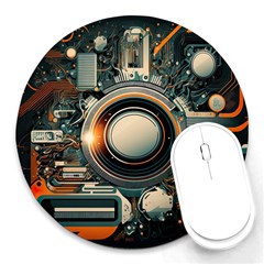 Illustrations Technology Robot Internet Processor Round Mousepad by Ravend