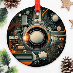 Illustrations Technology Robot Internet Processor Ornament (round) by Ravend